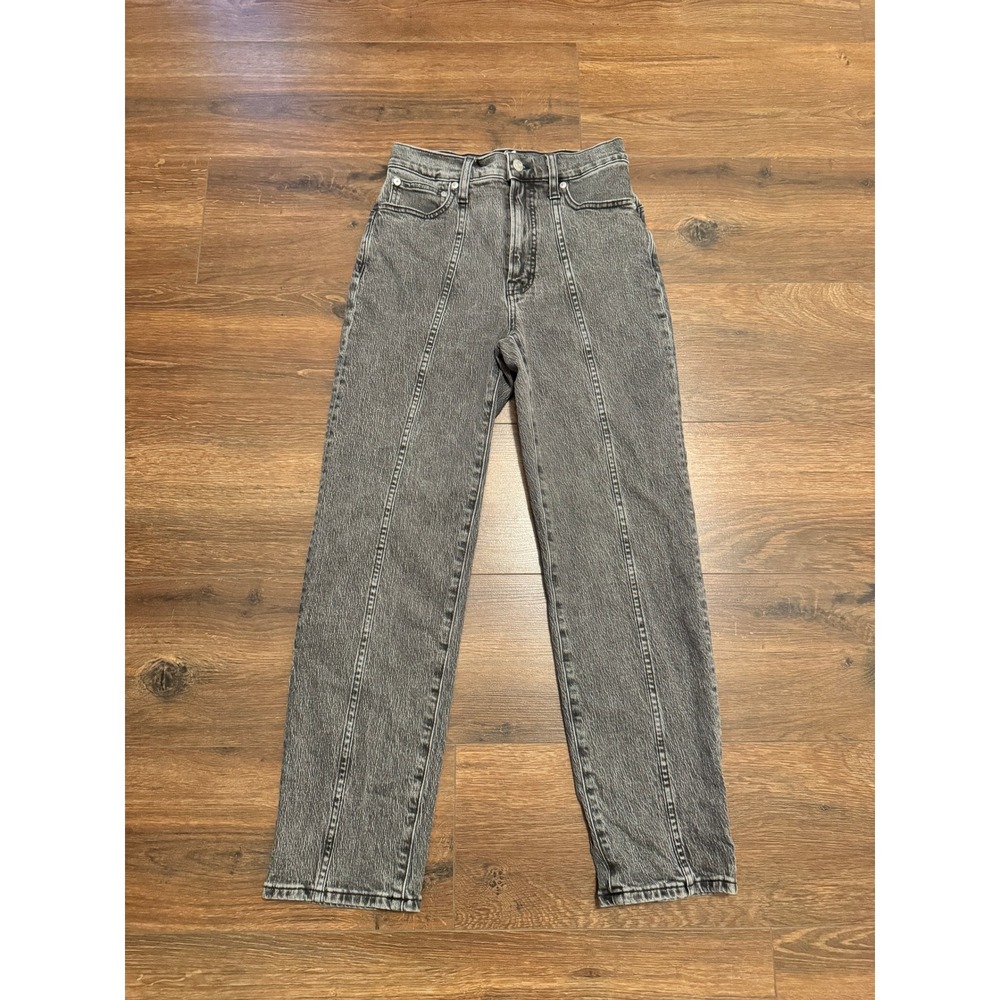 Madewell The Perfect Vintage Straight Jean Pintuck Edition Lunar Wash Grey 25 - Picture 4 of 8